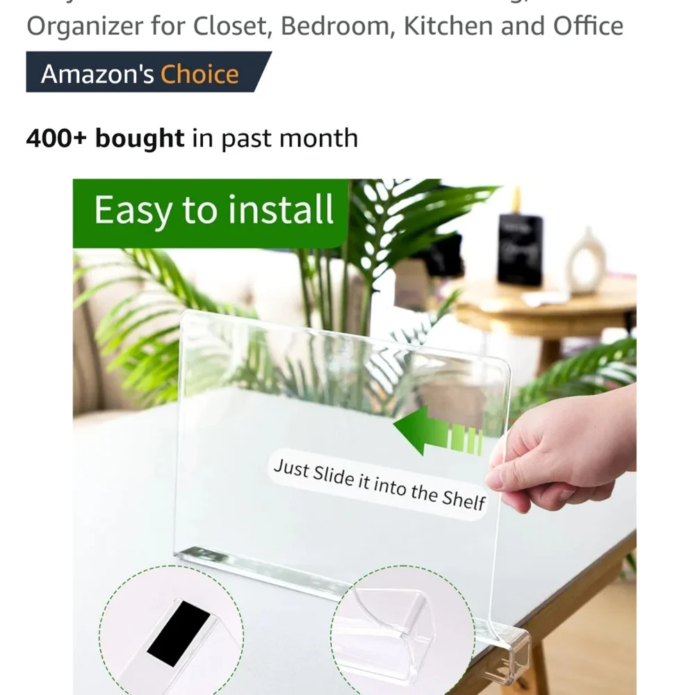 Acrylic Shelf Dividers *Plastic*